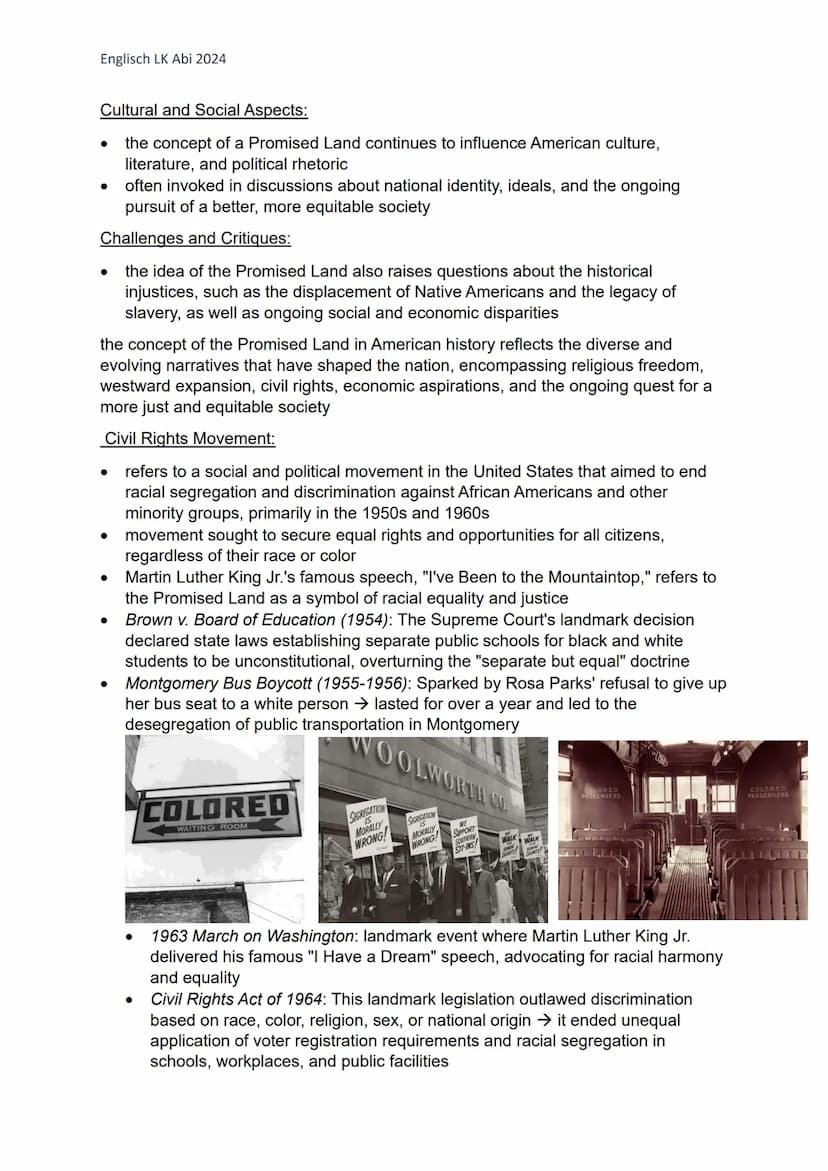 Englisch LK Abi 2024
Englisch LK (Lernzettel)
Q1 the USA - the formation of a nation political + social developments
Colonial Beginnings:
• 