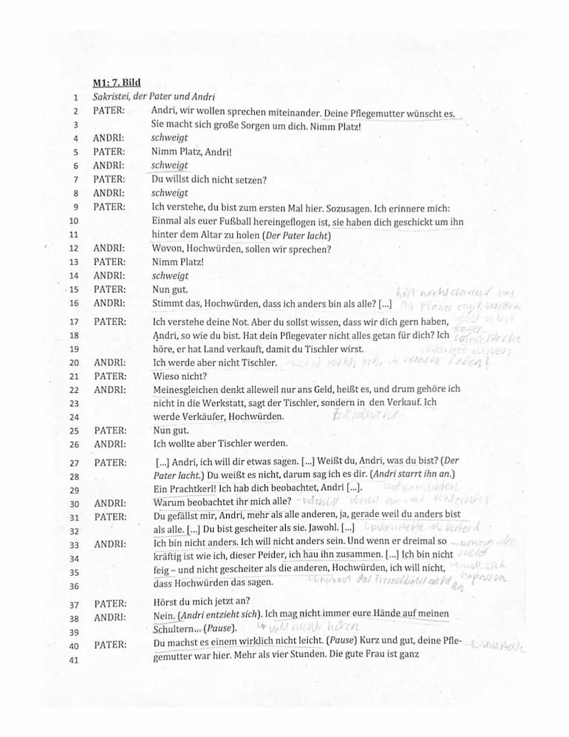 71
72 73 74 75 75
76
4. Klassenarbeit im Fach Deutsch (E2-Kurs)
Thema: Szenenanalyse
Aufgabe:
Analysiere den vorliegenden Auszug (M1, 7. Bil