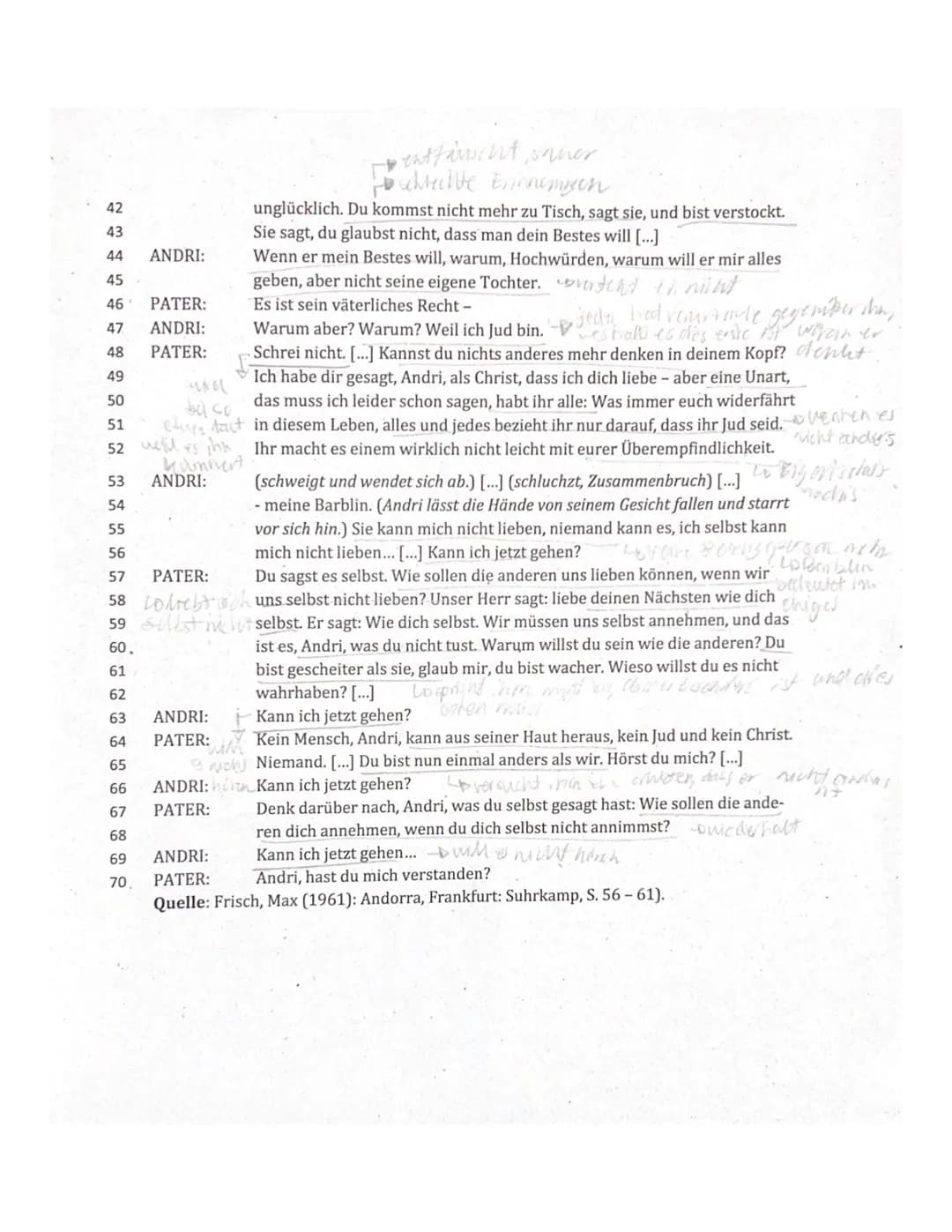 71
72 73 74 75 75
76
4. Klassenarbeit im Fach Deutsch (E2-Kurs)
Thema: Szenenanalyse
Aufgabe:
Analysiere den vorliegenden Auszug (M1, 7. Bil