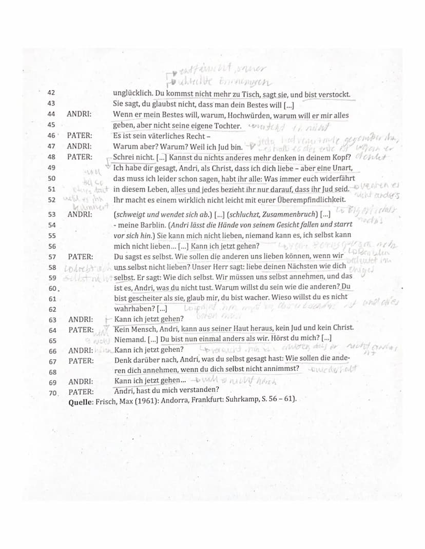 71
72 73 74 75 75
76
4. Klassenarbeit im Fach Deutsch (E2-Kurs)
Thema: Szenenanalyse
Aufgabe:
Analysiere den vorliegenden Auszug (M1, 7. Bil