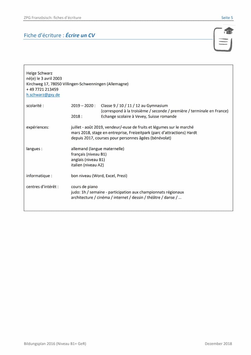 LERNEN GESTALTEN UND BEGLEITEN
BILDUNGSPLAN
DRO
Dialogue
Fiches d'écriture
Dezember 2018
2016 ZPG Französisch: fiches d'écriture
Inhalt
Schr