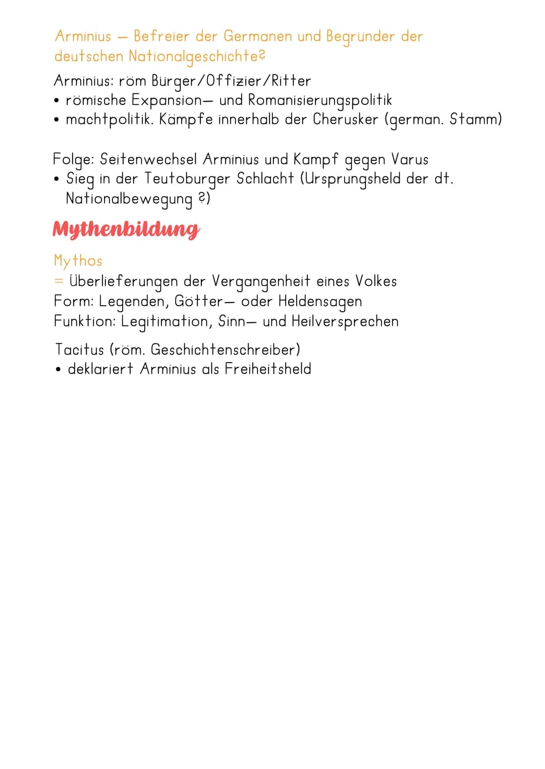 am Beispiel des Arminius-Mythos
Schlacht im Teutoburger Wald
etwa 9 n. Chr.
Parteien: Römer (unter Publiius Q. Varus) gegen german.
Stämme u