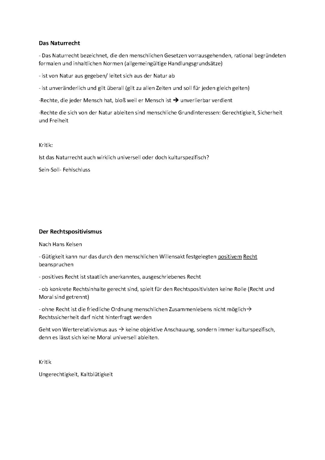 Naturrecht, Positivismus 