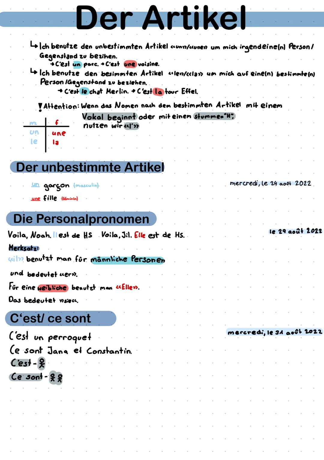 Der Artikel
Ich benutze den unbestimmten Artikel «unn/«unen um mich irgendeine(n) Person/
Gegenstand zu bezihen.
+C'est un parc. + C'est une