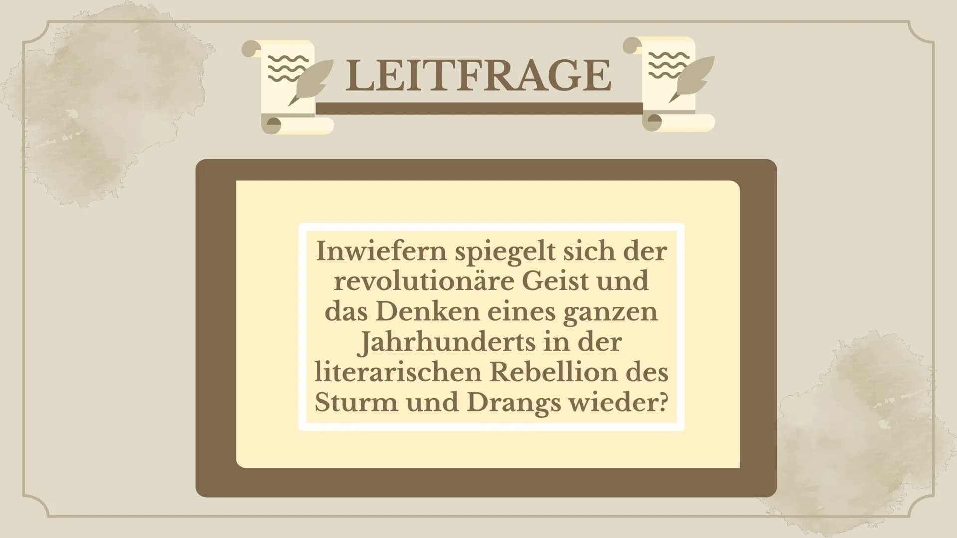 Sankt Ansgar Schule
Semester 2
Profil 3
Deutsch Eve
Die literarischen Ideen des
STURM &
DRANG
IMMACULATA
NGUYEN LEITFRAGE
Inwiefern spiegelt