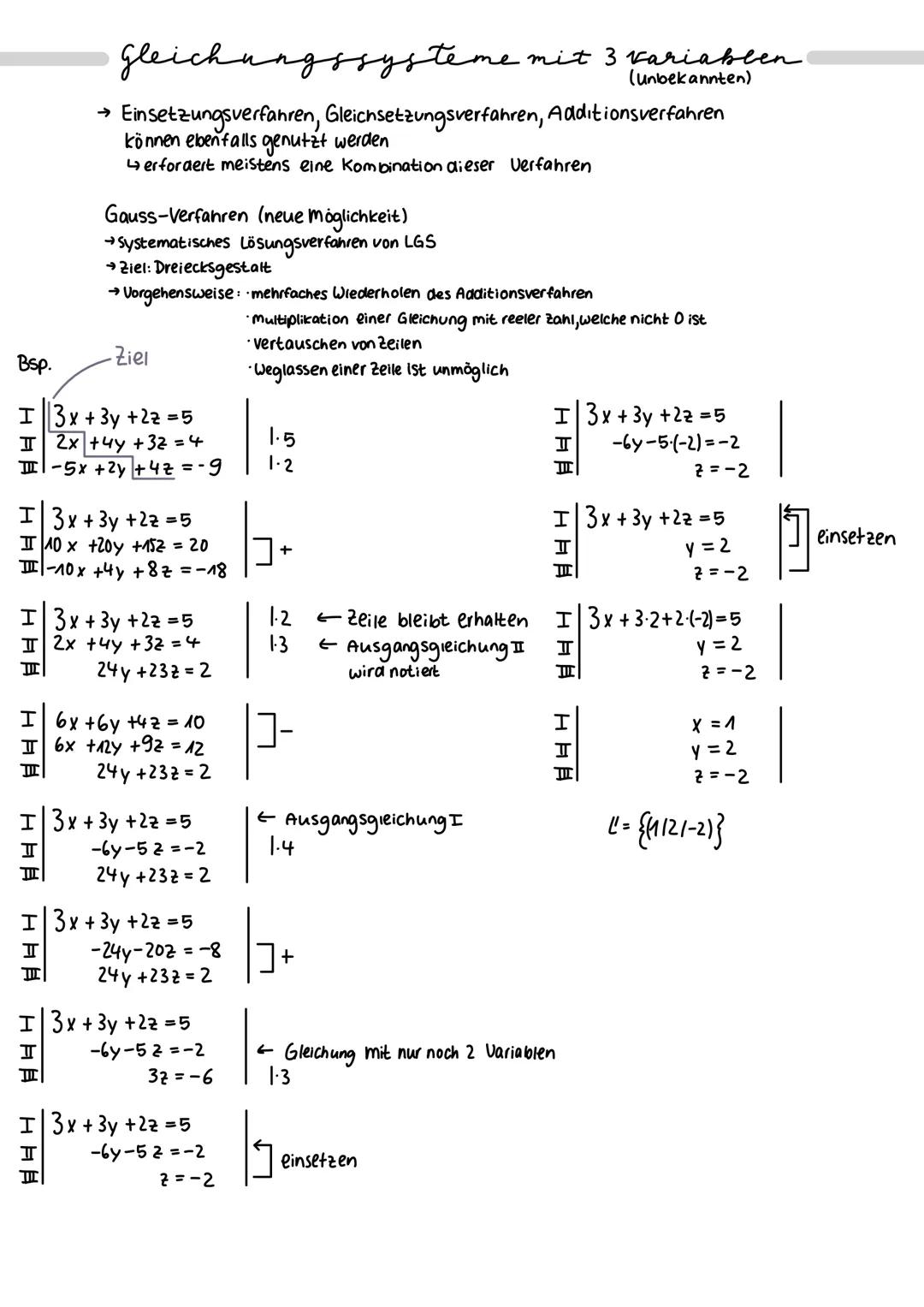 Lineare Gleichungssysteme
Gleichungssysteme mit 2 variablen
(unbekannten)
Einsetzungsverfahren
Eine Gleichung wird nach
einer Variable umgef
