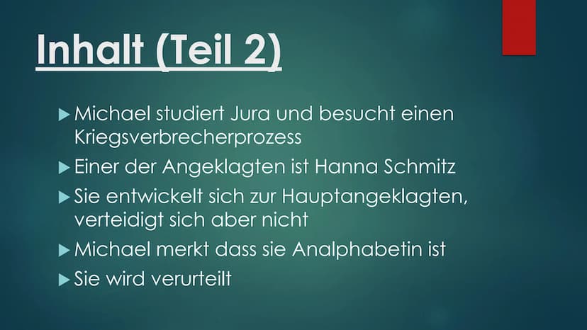 Bernhard
Schlink
Der Vorleser
Roman Diogenes
Der
Vorleser
VON BERNHARD SCHLINK Gliederung
1) Allgemeines über das Buch
2) Inhalt
3) Autor Üb