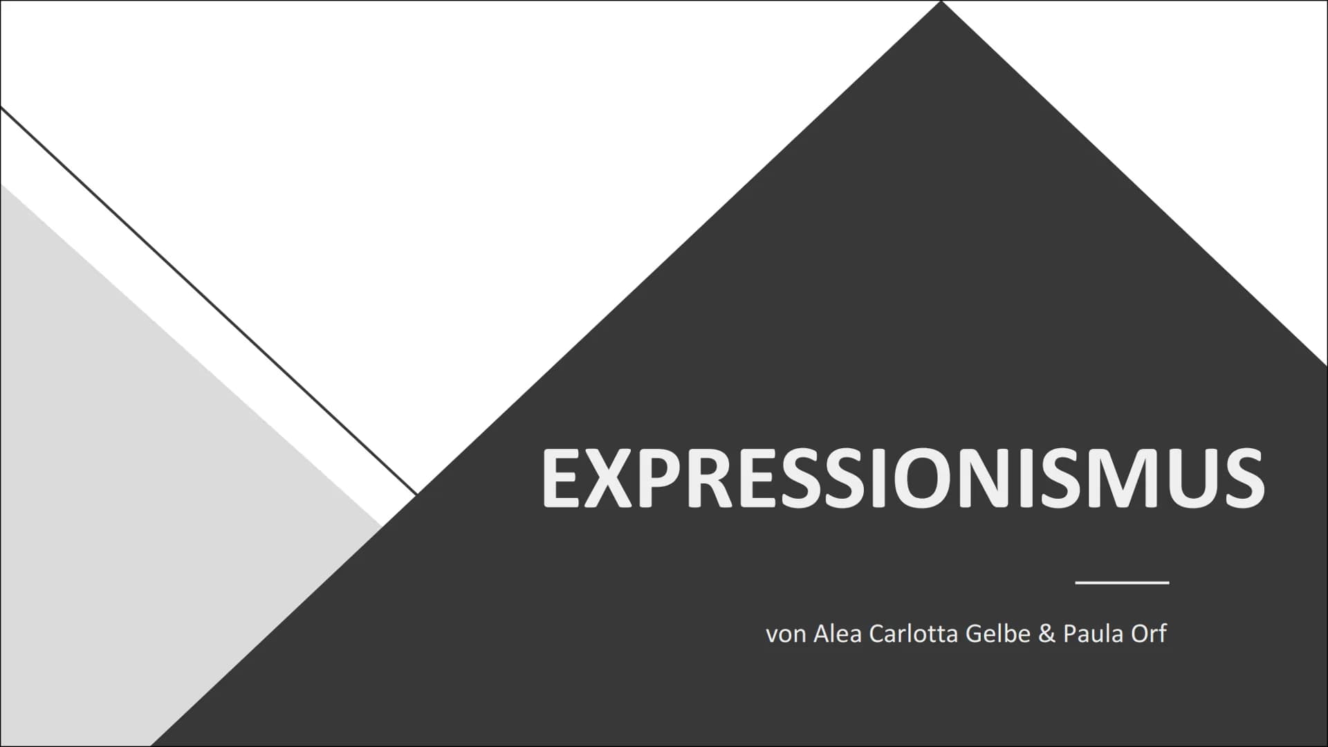 EXPRESSIONISMUS
von Alea Carlotta Gelbe & Paula Orf Inhalt
01
02
03
04
Expressionismus
Im Allgemeinen
Expressionismus
Explizit in der Kunst
