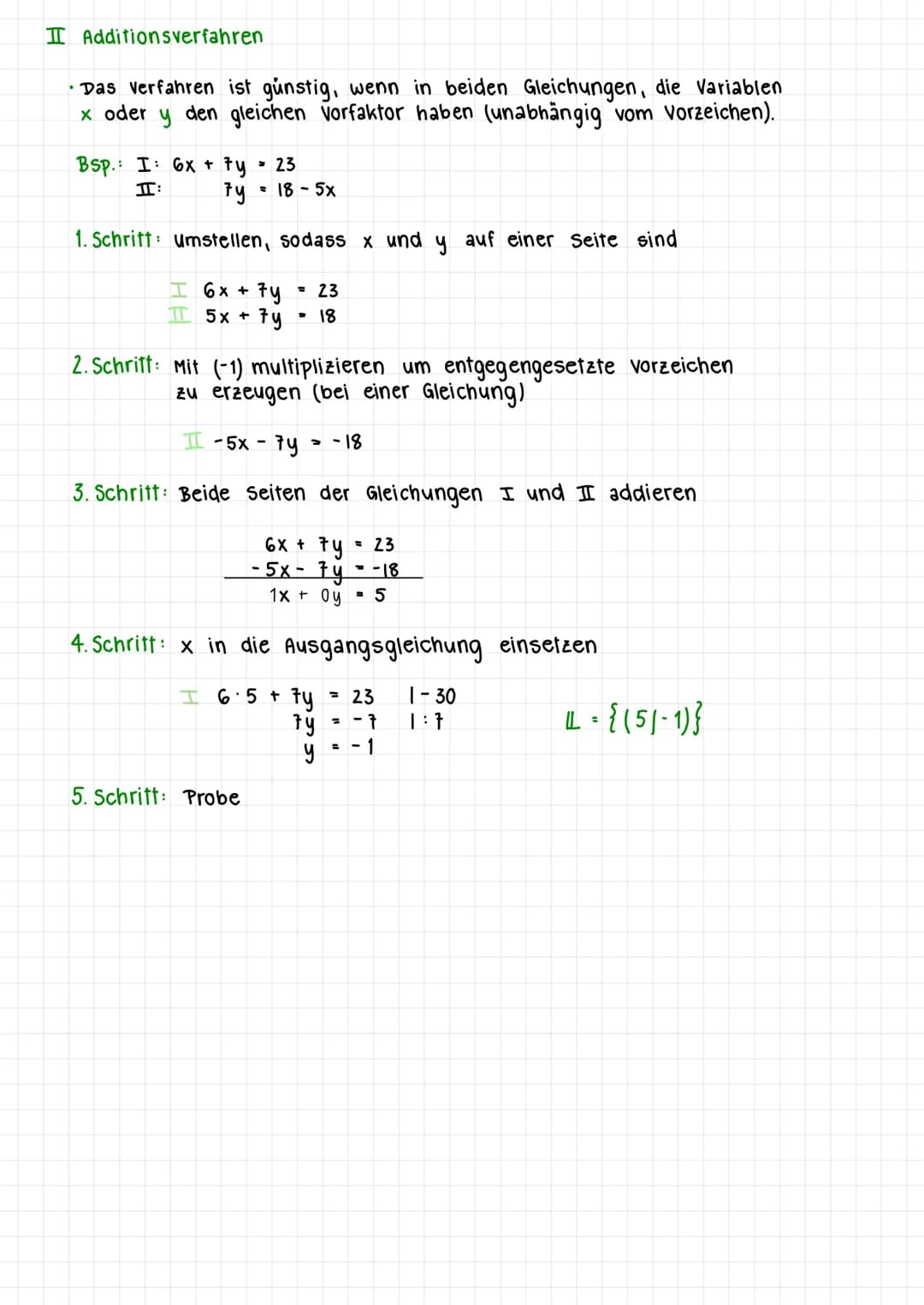 Lineare Gleichungssysteme mit 2 Variablen
• Hat man (mind.) 2 lineare Gleichungen gegeben, bilden sie ein Gleichungssystem.
Alle Zahlenpaare