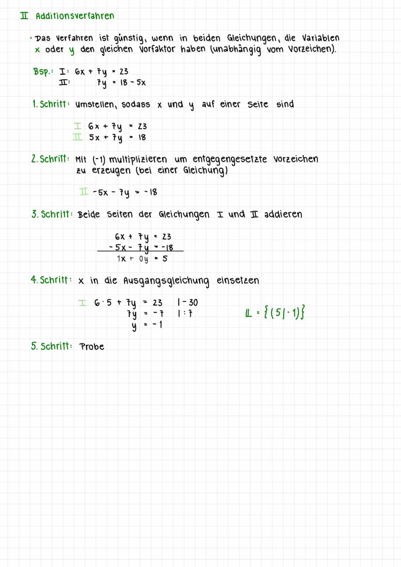 Lineare Gleichungssysteme mit 2 Variablen
• Hat man (mind.) 2 lineare Gleichungen gegeben, bilden sie ein Gleichungssystem.
Alle Zahlenpaare
