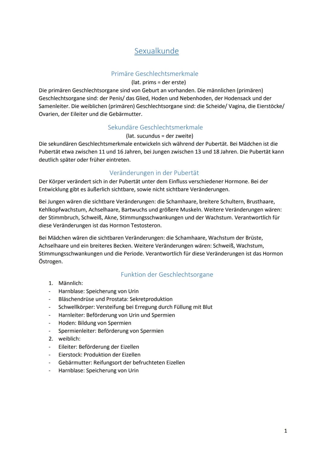 Primäre Geschlechtsmerkmale
(lat. prims der erste)
Die primären Geschlechtsorgane sind von Geburt an vorhanden. Die männlichen (primären)
Ge