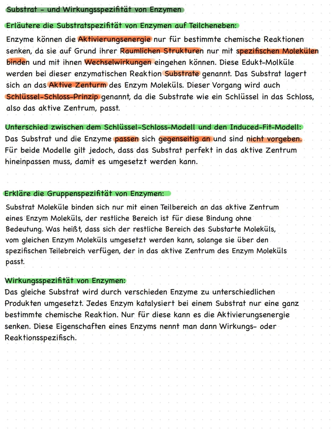 KLAUSURVORBEREITUNG
Struktur einer Aminosäure mit funktionellen Gruppen
Aufbau von Proteinen
Themen:
●
● Enzyme als Biokatalysatoren
Substra