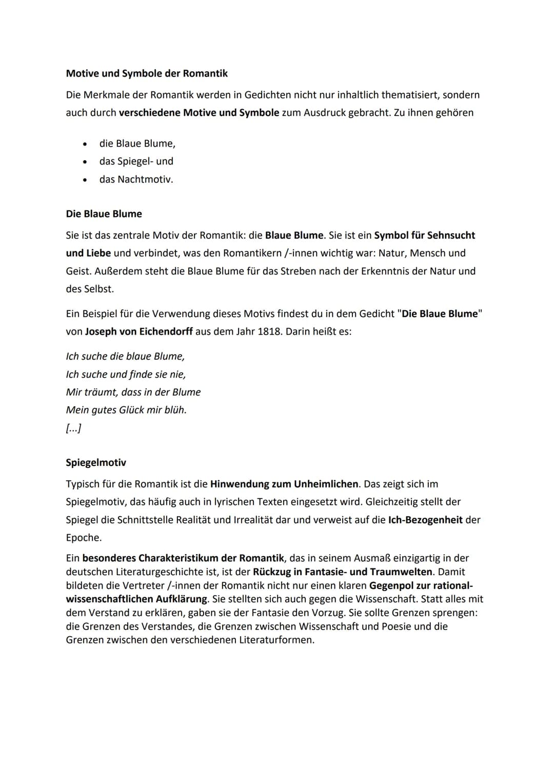 Lyrik Zusammenfassung
Eichendorff:
Biografie
Joseph von Eichendorff war einer der bedeutendsten Dichter und Schriftsteller
der Romantik. Er 