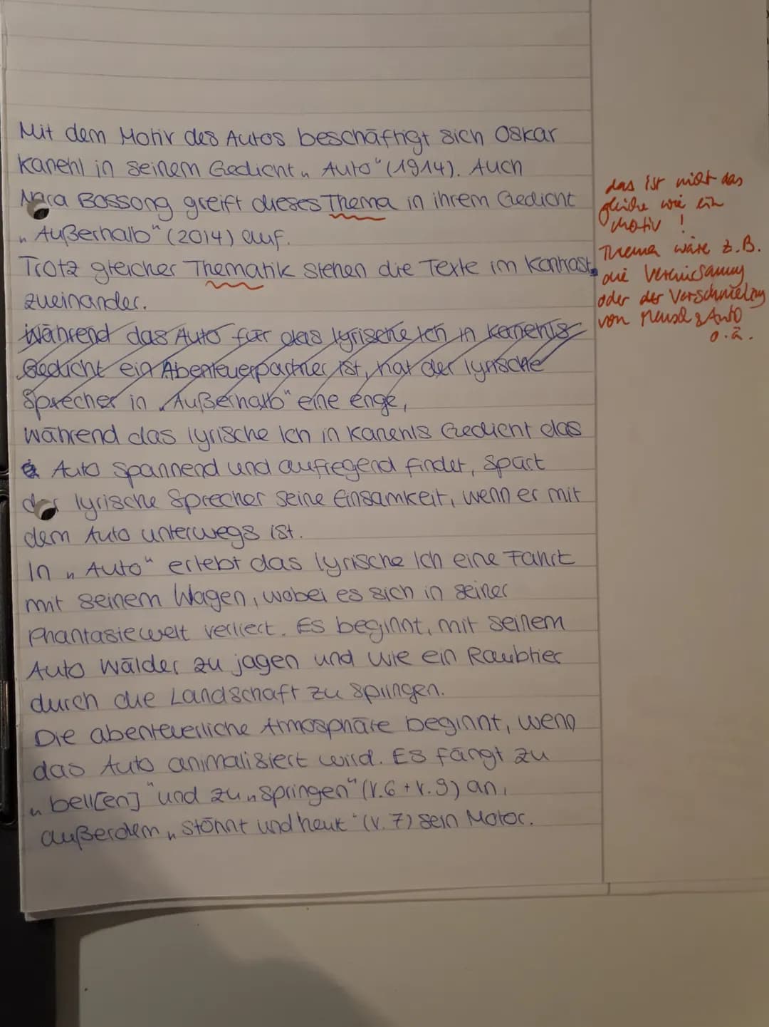 Mit dem Motiv des Autos beschäftigt sich Oskar
Kanehl in seinem Gedicht Auto " (1914). Auch
Nara Bassong greift dieses Thema in ihrem Gedian