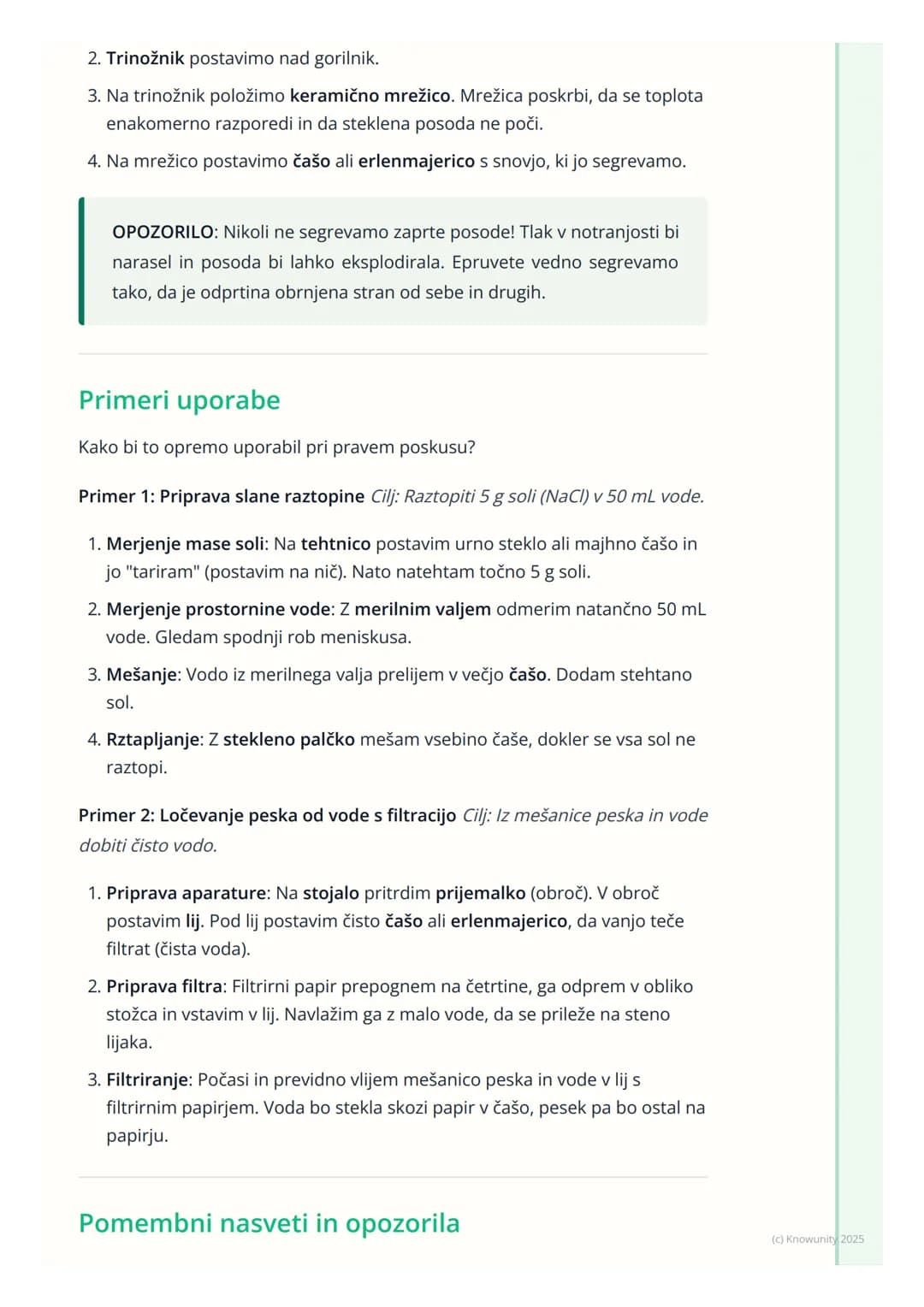 # Osnovna laboratorijska
oprema

Uvod v laboratorijsko opremo

Za delo v kemijskem laboratoriju je nujno poznati osnovno laboratorijsko
opre