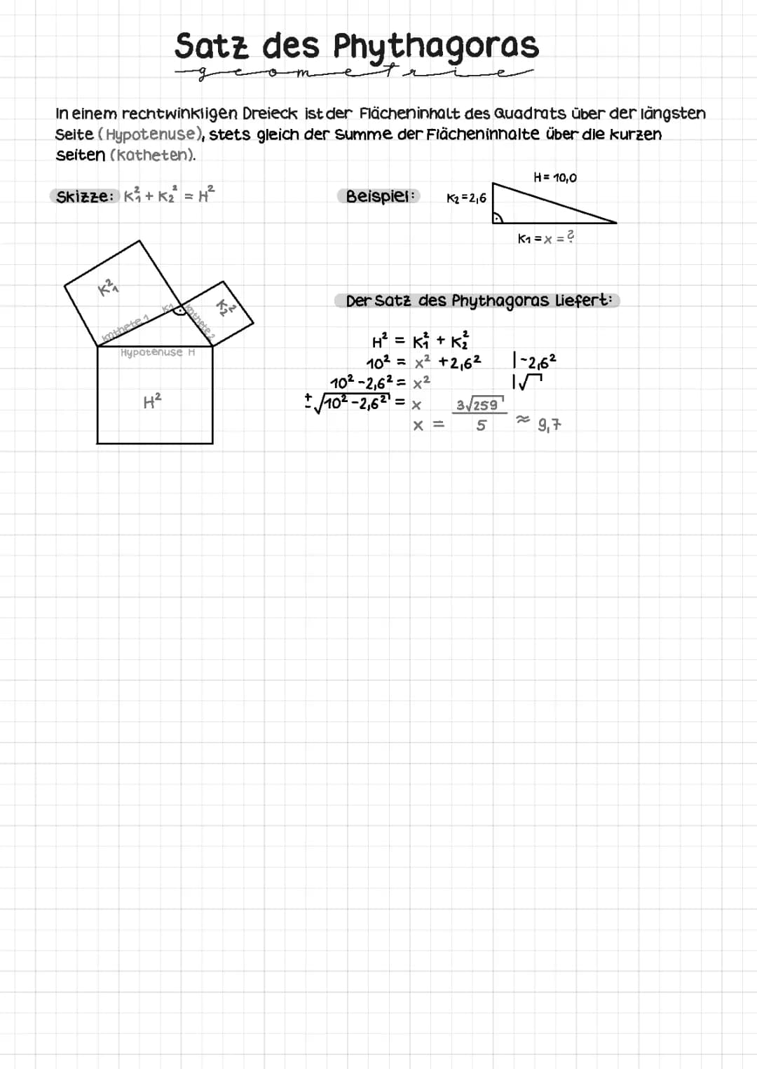 Satz des Phythagoras 