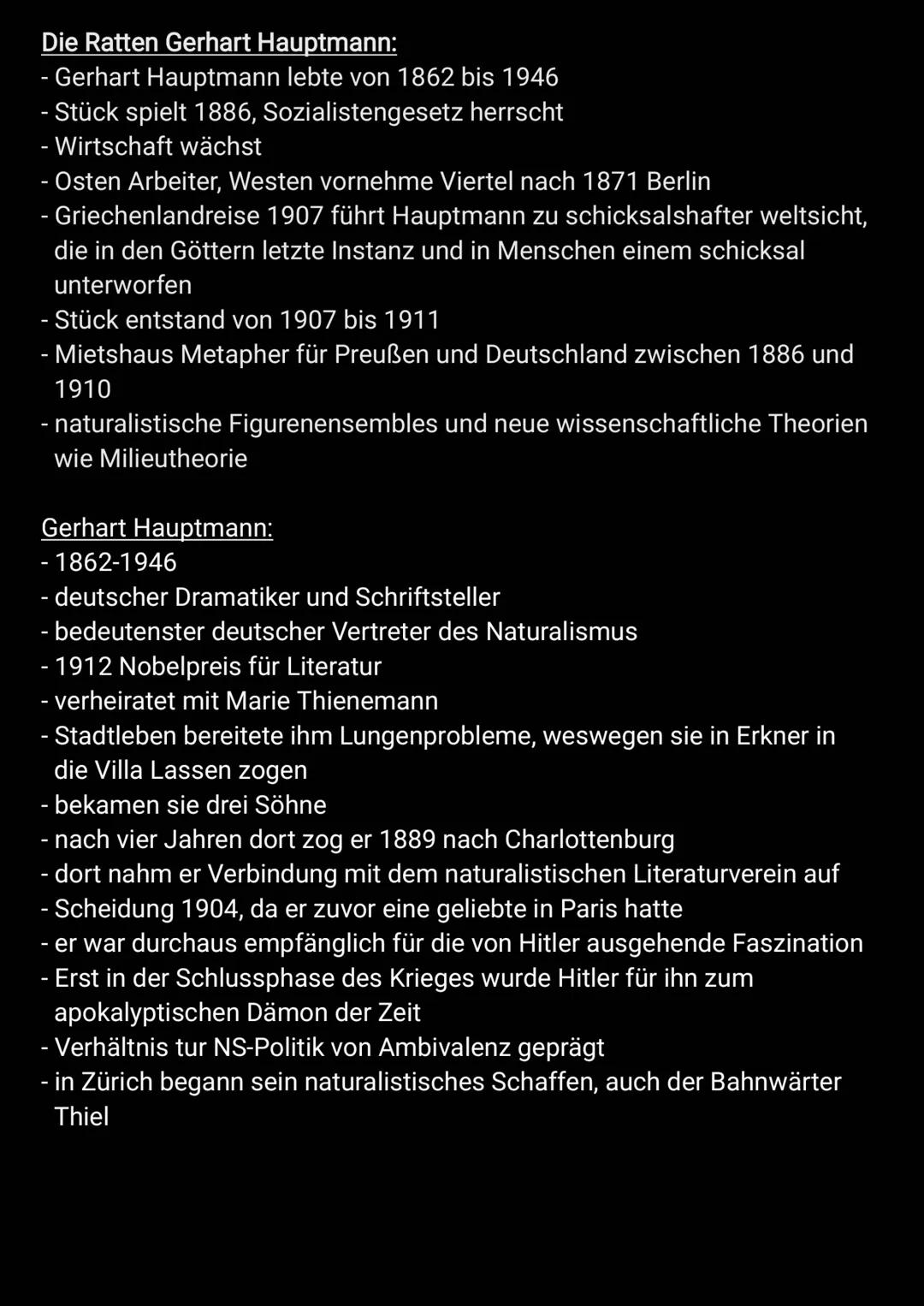 Die Ratten Gerhart Hauptmann:
- Gerhart Hauptmann lebte von 1862 bis 1946
- Stück spielt 1886, Sozialistengesetz herrscht
- Wirtschaft wächs