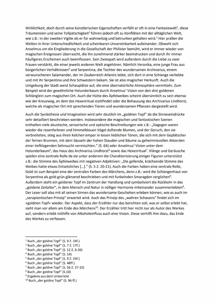 Test ,,Der goldne Topf“ von Celina Berlage
Aufgabe 1:
Fasse den vorliegenden Text (M1) zusammen.
Aufgabe 2:
Erläutere ausführlich, ob das se