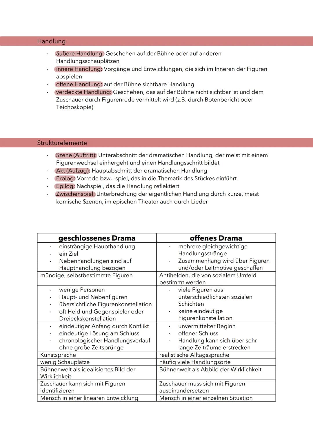 Grundbegriffe der Dramatik
Dramatische Genres
epochenübergreifende Handlungs- und Konfliktlösungsmuster (z.B.: Tragödie,
Komödie, Groteske)
