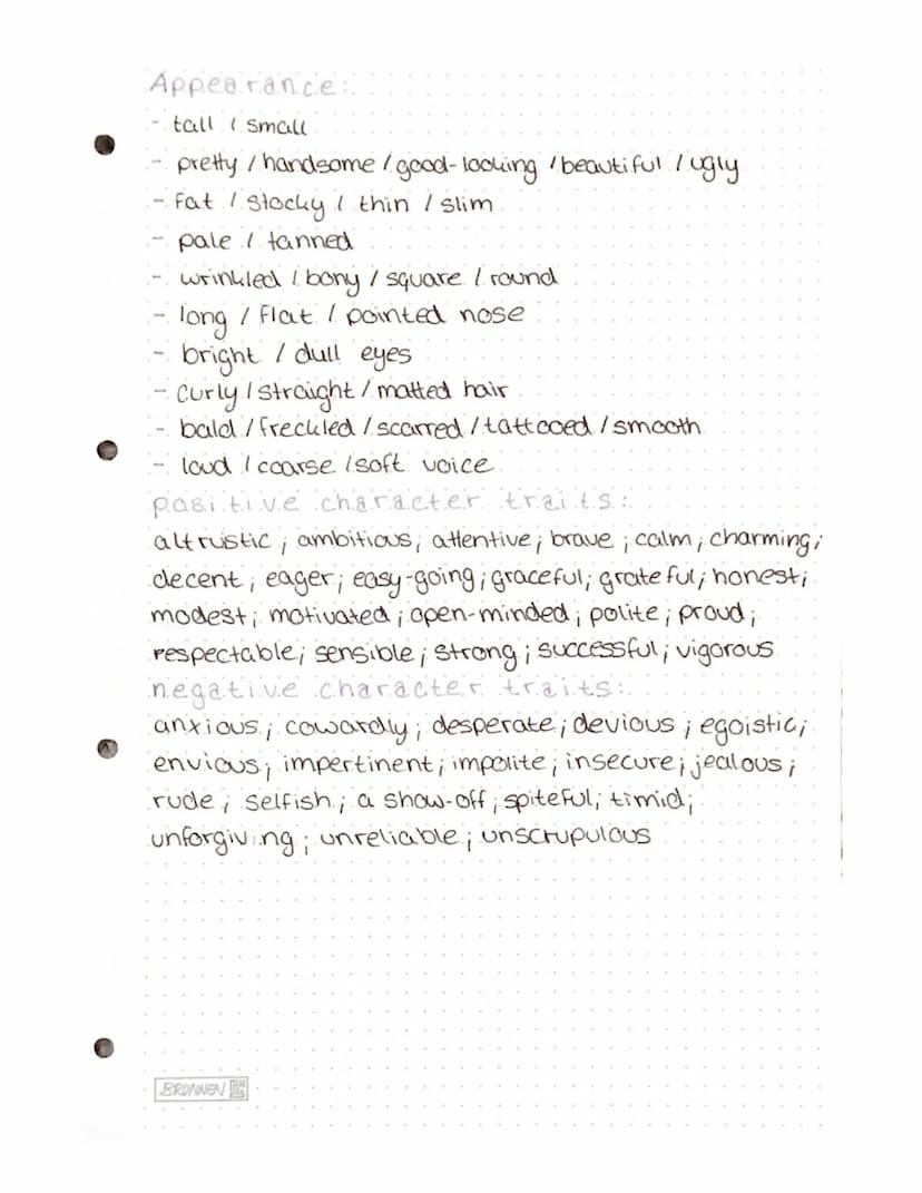 CHARACTERISATION
personal data → name, age, religion, home
outward appearance
main character traits → positive /
negative.
relationships → b