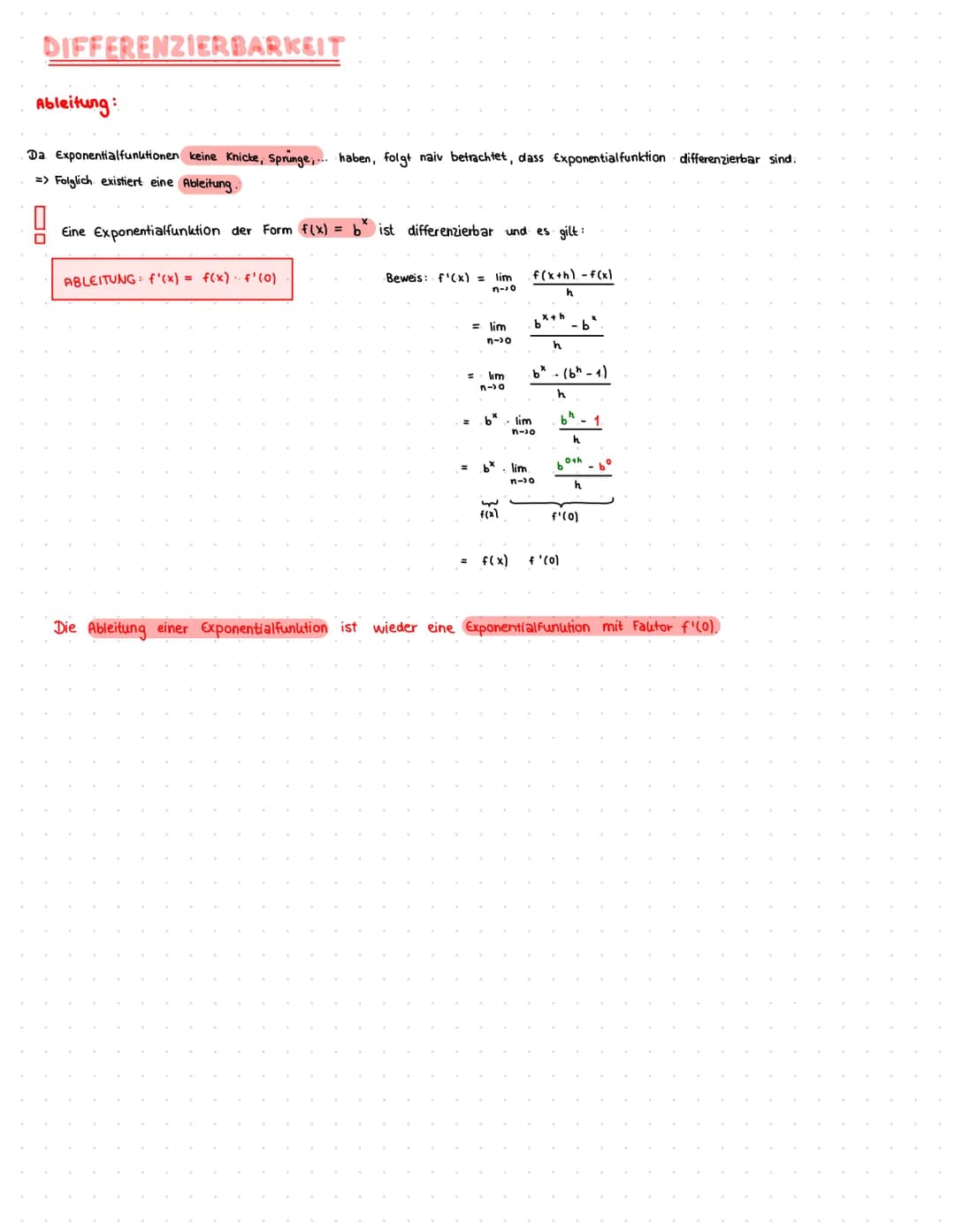 Exponentialfunktion
Definition Exponentialfunktion: Funktionen der Form f(x)= a b*
zur Basis b.
Folgerung: Es gilt:
Skizze des Graphs
Defini
