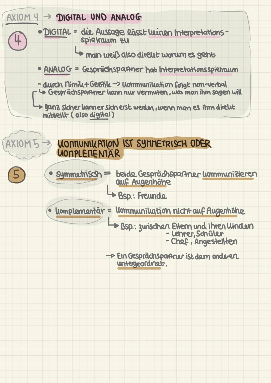 5 Axiome von Watzlawick
DEUTSCH LERNZETTEL!!
AXIOM 1 → MAN UANN NICHT NICHT KOMMUNIZIEREN!
Kommunikation gibt es in jeder Situation, sei es
