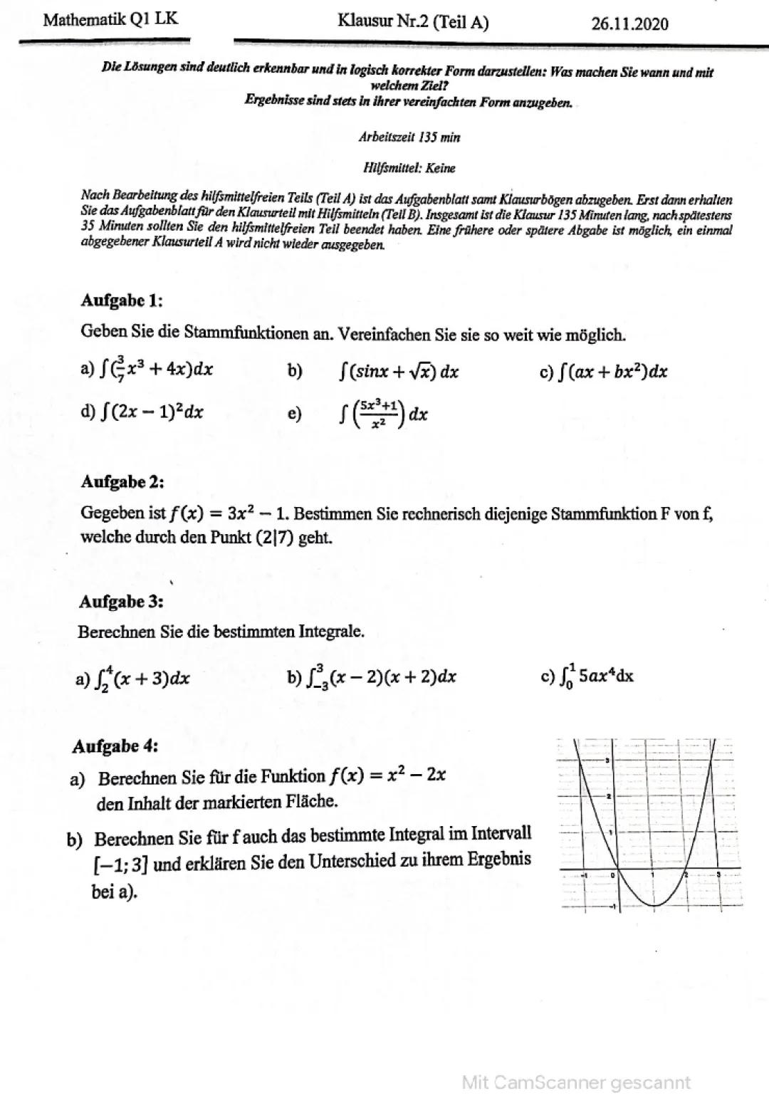 Mathe Analysis und Integral Aufgaben mit Lösungen für Klasse 11 und 12 - PDF Übungsaufgaben