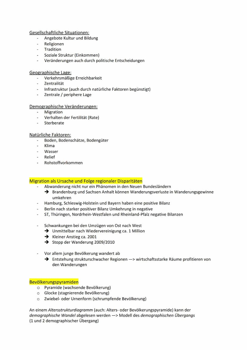 Erdkunde Lernzettel - Demographischer Wandel und räumliche Disparitäten
Methode: Verortung eines geographischen Objekts
✓ Topographie: Lagek