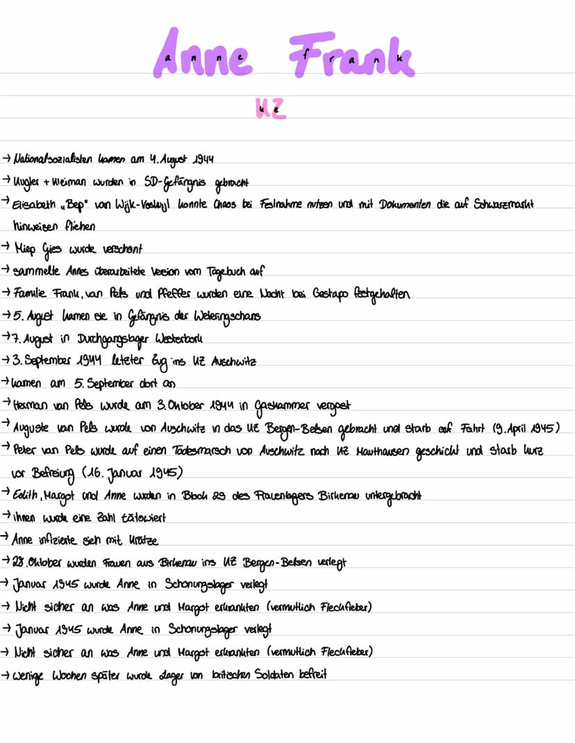 Anne Frank Allgemeine
→ Versteck
→ Leben im Haus
→ Tagebuch
→ Verrat
Infos
→ KZ
→ Anne Frank Gedenkorte
→ Quellen
Anne Frank
Gliederving → N