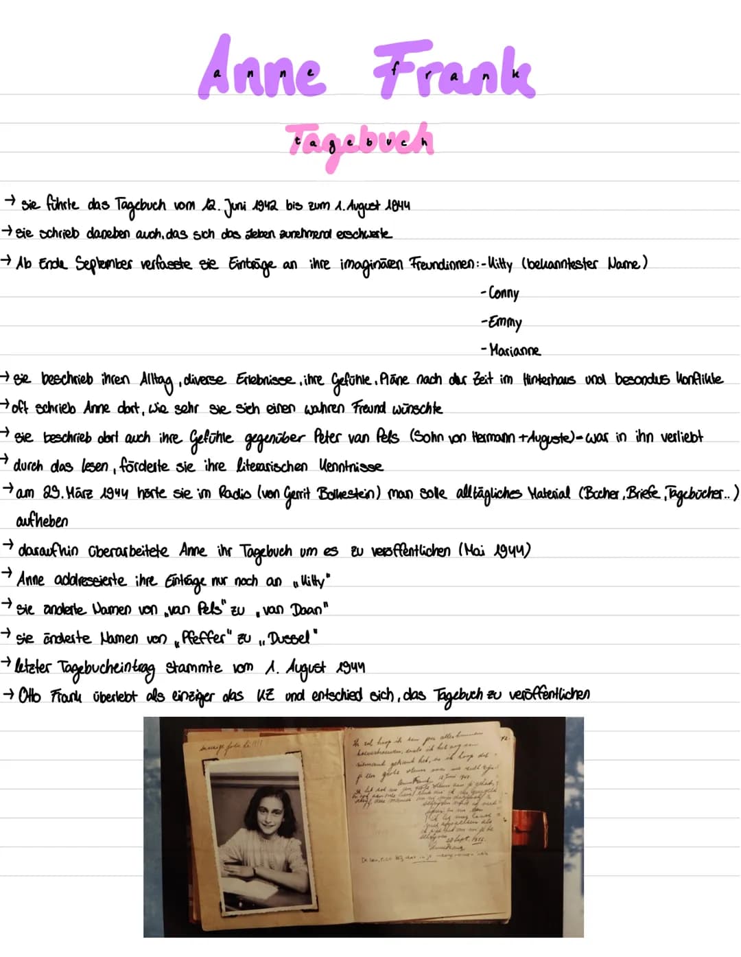 Anne Frank Allgemeine
→ Versteck
→ Leben im Haus
→ Tagebuch
→ Verrat
Infos
→ KZ
→ Anne Frank Gedenkorte
→ Quellen
Anne Frank
Gliederving → N