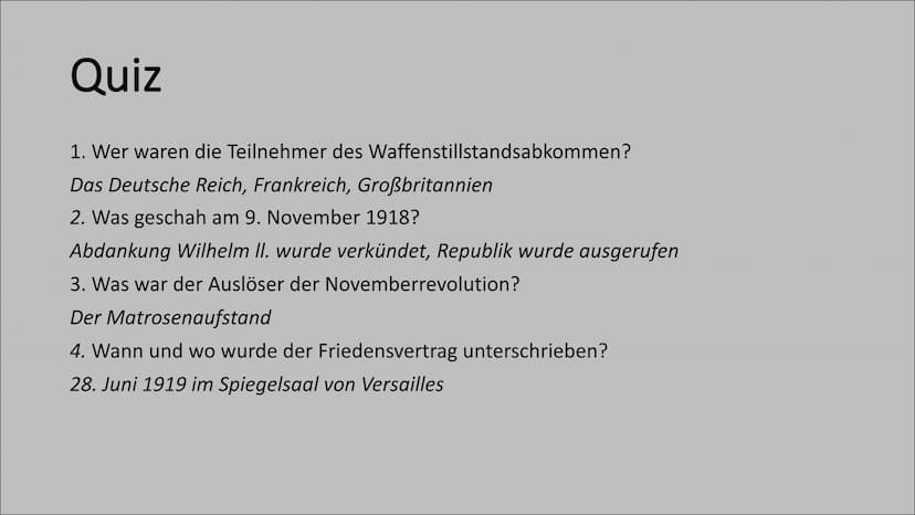 Der Erste
Weltkrieg
- das Ende und die Folgen Inhalt
●
●
●
• Karten
Folgen des 1. Weltkriegs
Quiz
Quellen
●
Die letzten Kriegsjahre
Waffenst