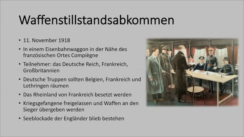 Der Erste
Weltkrieg
- das Ende und die Folgen Inhalt
●
●
●
• Karten
Folgen des 1. Weltkriegs
Quiz
Quellen
●
Die letzten Kriegsjahre
Waffenst