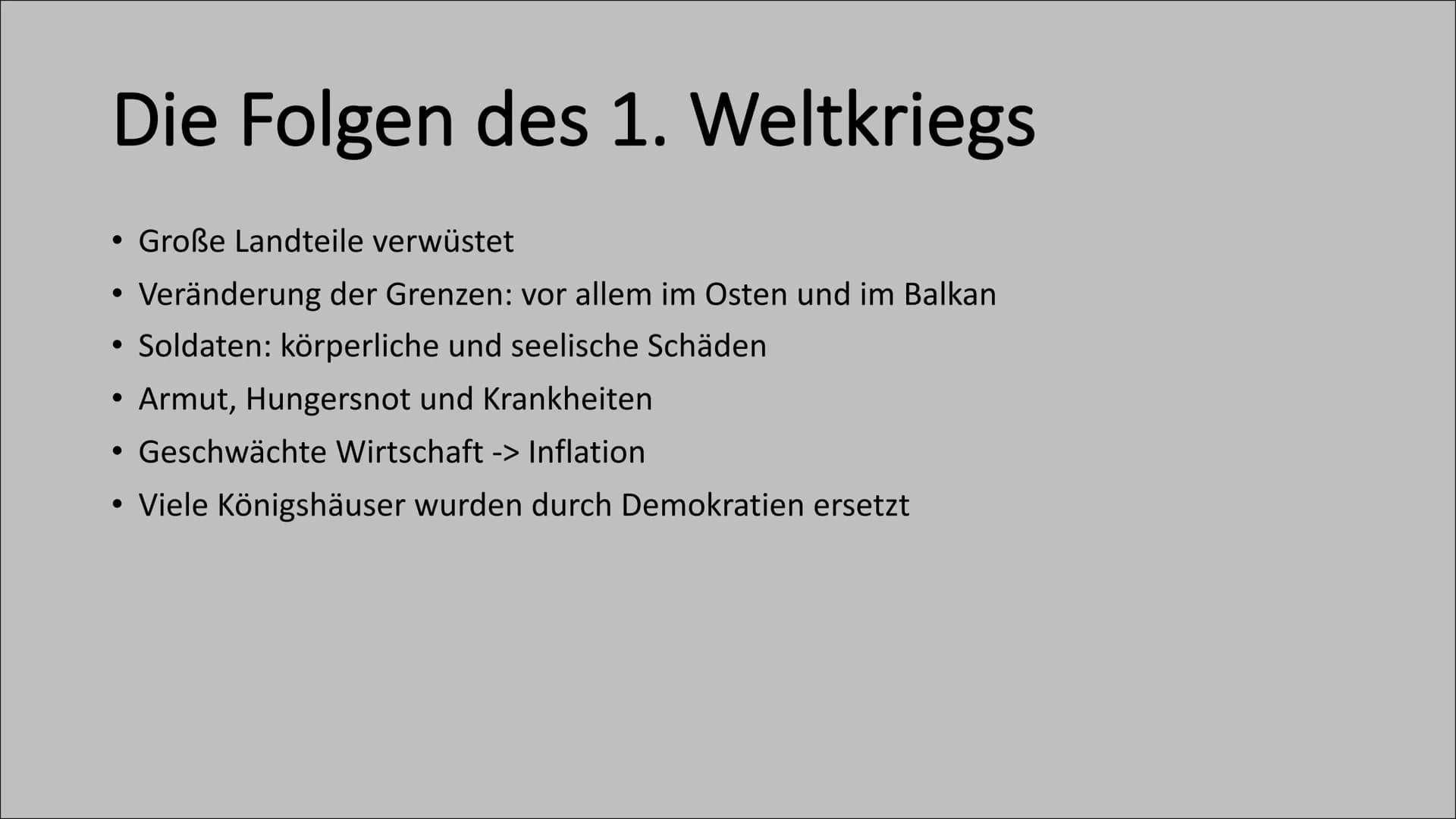Der Erste
Weltkrieg
- das Ende und die Folgen Inhalt
●
●
●
• Karten
Folgen des 1. Weltkriegs
Quiz
Quellen
●
Die letzten Kriegsjahre
Waffenst