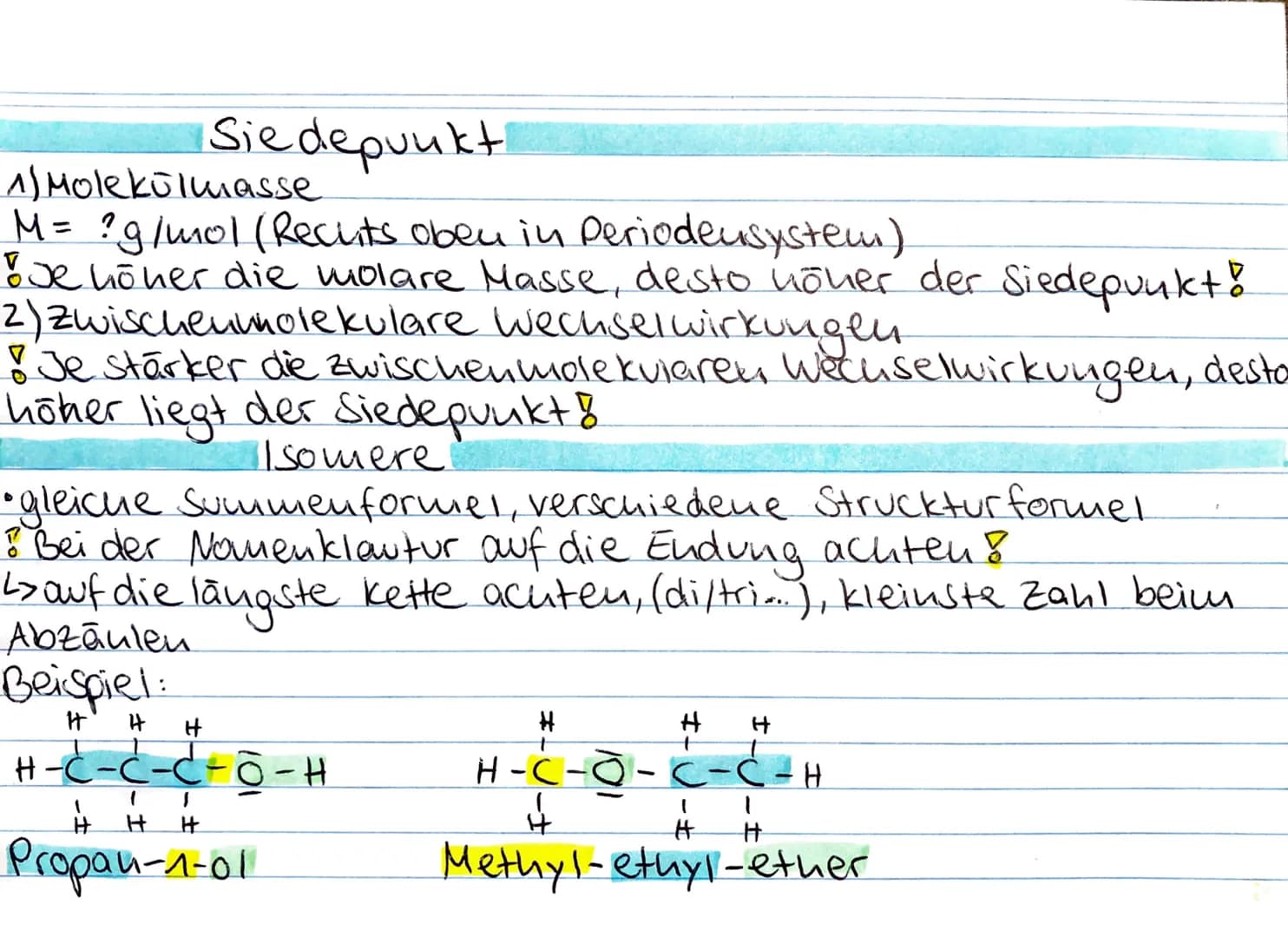 ÜBERBLICK CHEMIEKLAUSUR
=> Kohlenwasserstoffe:
Alkane, Alkene, Alkine
=> organische Sawerstoffverbindungen:
Alkanole, Carbouyle (Alkanale Al