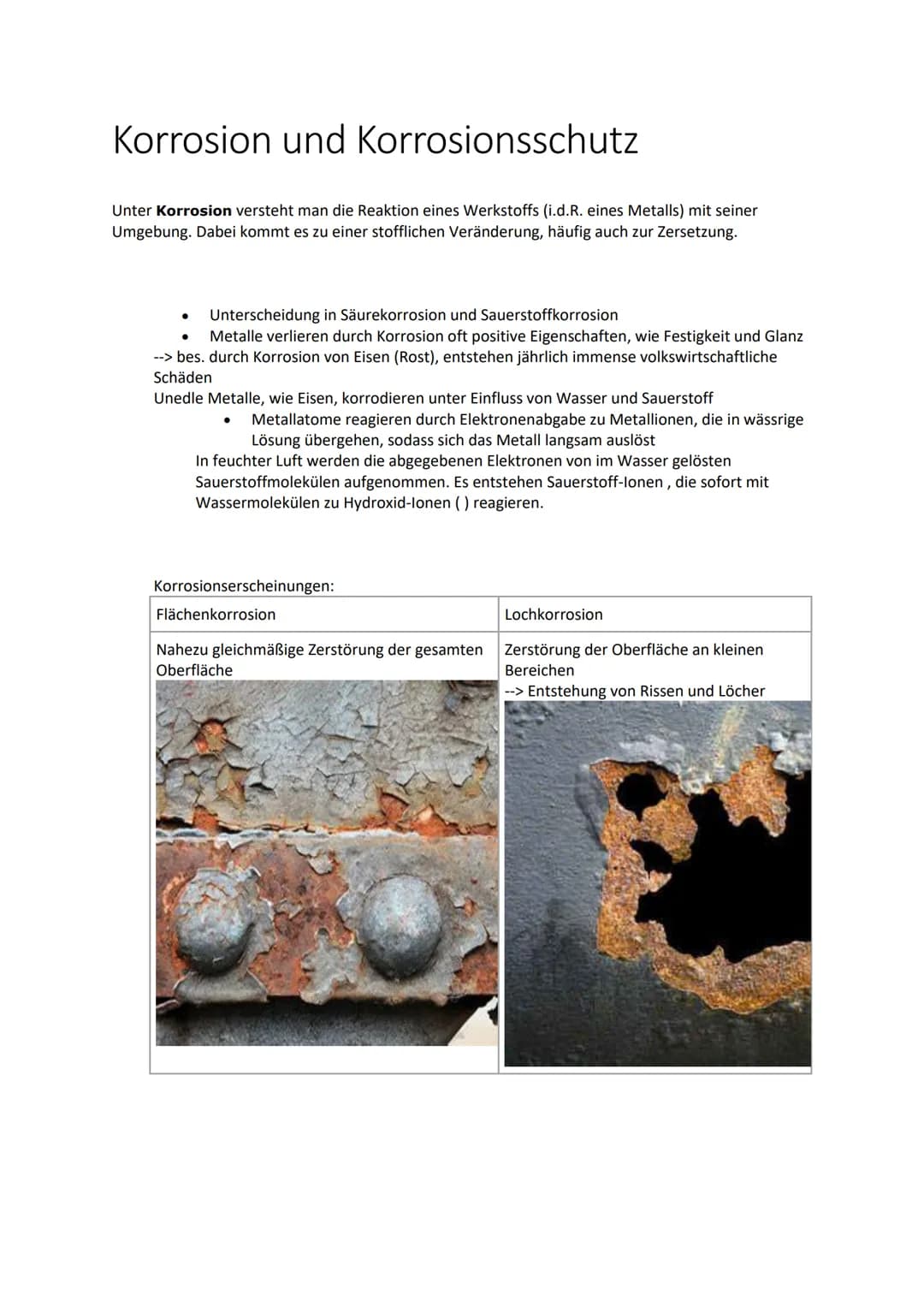 KORROSION
UND
KORROSIONS-
SCHUTZ
VON: MAJA KÖHLER Korrosion und Korrosionsschutz
Unter Korrosion versteht man die Reaktion eines Werkstoffs 