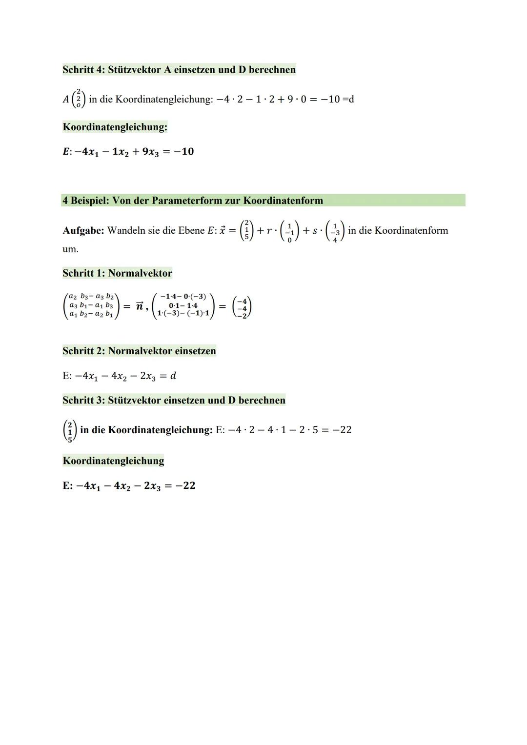 ```markdown
Koordinatenform einer Ebene

Eine dritte Möglichkeit eine Ebene zu beschreiben ist die sogenannte Koordinatenform.
Neben der Par