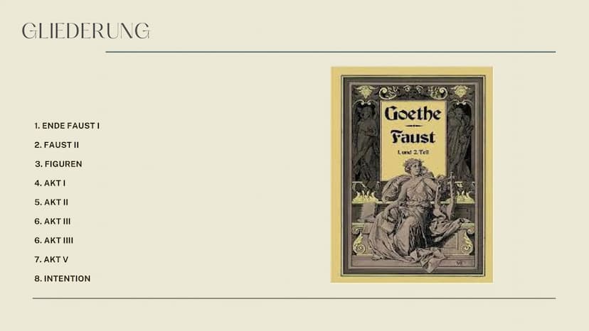 36
P
+
FAUST.
Der Tragadie gweiter Tem
551 GLIEDERUNG
1. ENDE FAUSTI
2. FAUST II
3. FIGUREN
4. AKTI
5. AKT II
6. AKT III
6. AKT IIII
7. AKT 