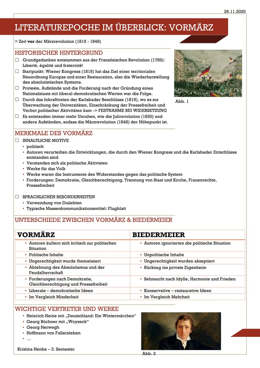 LITERATUREPOCHE IM ÜBERBLICK: VORMÄRZ
= Zeit vor der Märzrevolution (1815-1848)
HISTORISCHER HINTERGRUND
Grundgedanken entstammen aus der Fr