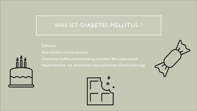 DIABETES MELLITUS
Von Fiona und Ceyda ●
Bedeutung und Geschichte
• Was ist Diabetes mellitus ?
Wie erkennt man, dass man Diabetes hat ?
Was 