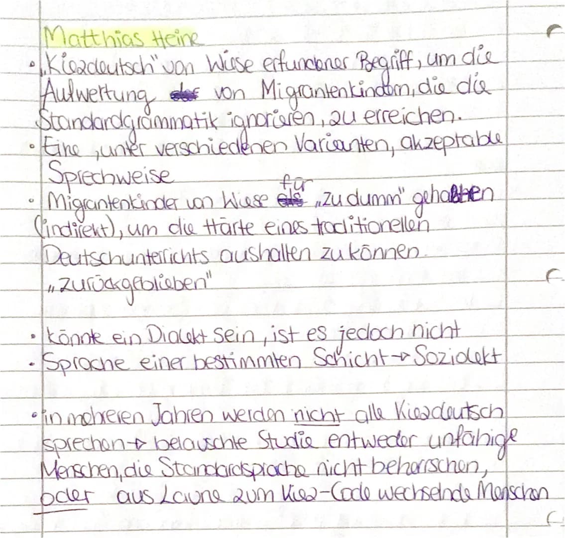 Kiez deutsch - Möglichkeiten
Diona Matossek - Linguistin
• von aweisprachigen Migranten geprägte Varietāt
Kutzdeutsch" -> "Weglassen von Art