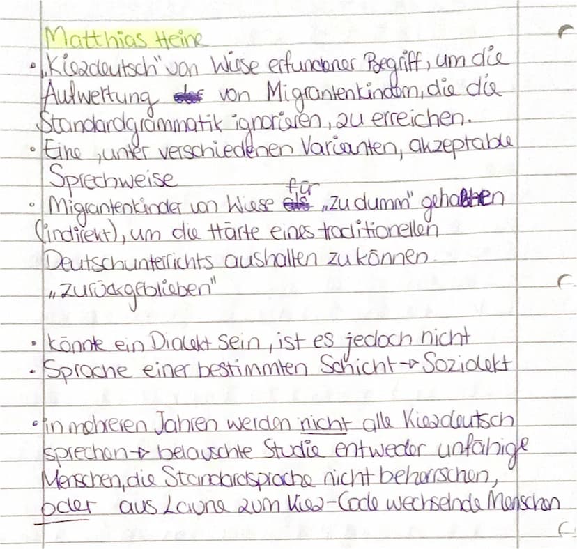 Kiez deutsch - Möglichkeiten
Diona Matossek - Linguistin
• von aweisprachigen Migranten geprägte Varietāt
Kutzdeutsch" -> "Weglassen von Art