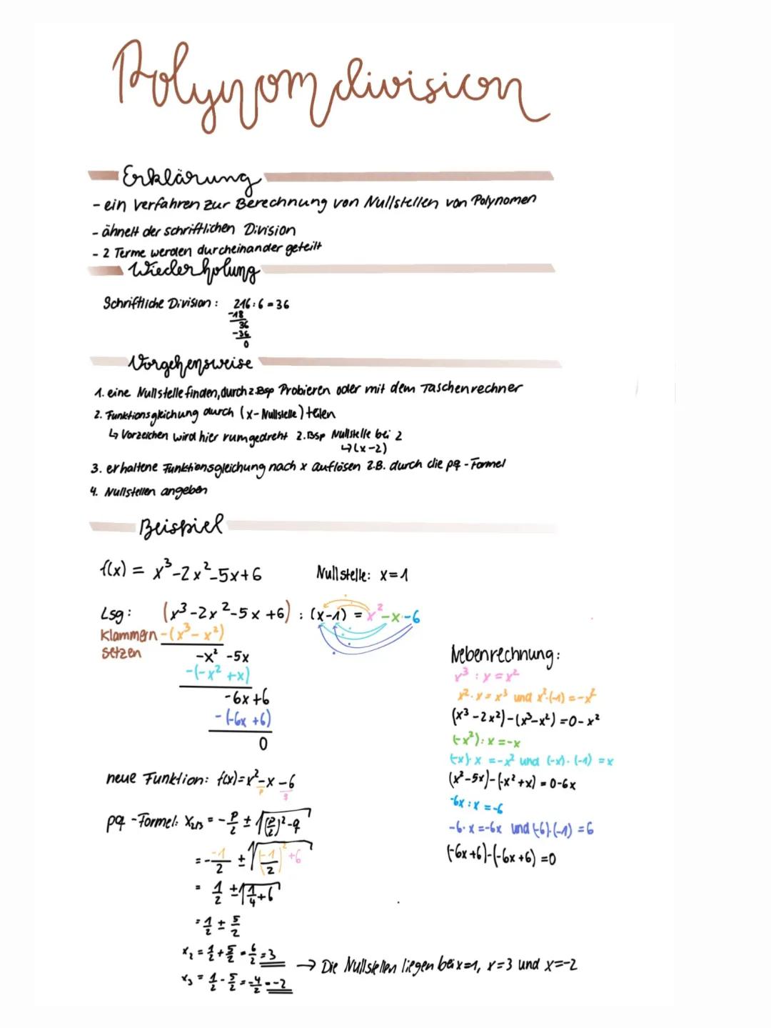 Polynomdivision einfach erklärt - Aufgaben, Rechner und Nullstellen