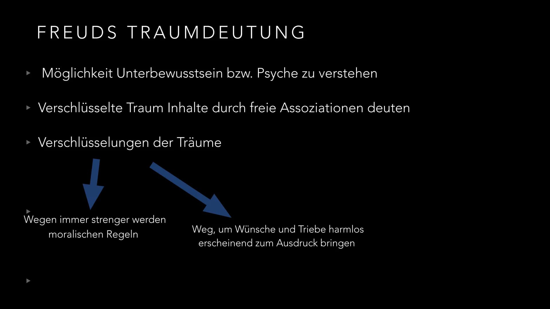 TRAUMDEUTUNG
SIGMUND FREUD ERSTER GEDANKE
X DEFINITION
▸ Schlaf: Ruhezustand des Körpers, in dem das Bewusstsein ausgeschaltet ist
(viele Kö