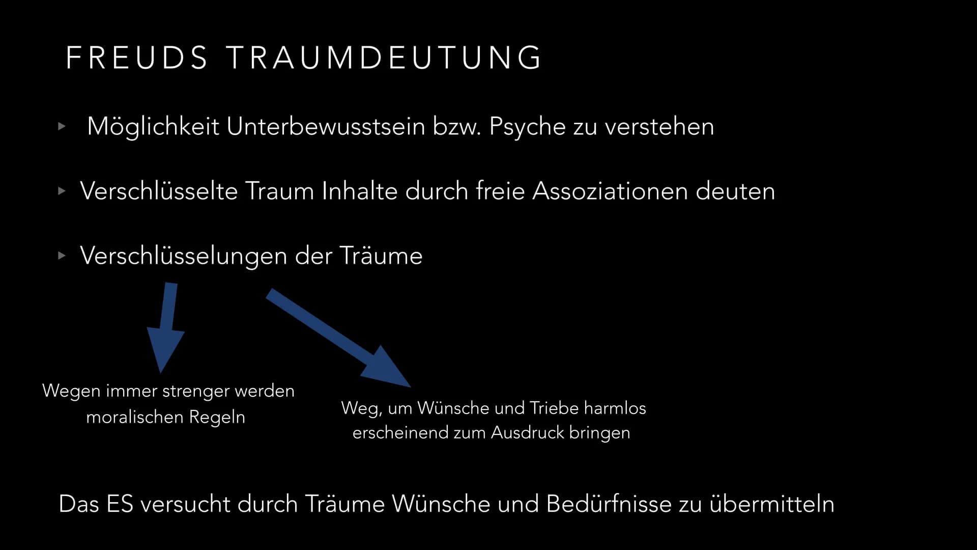 TRAUMDEUTUNG
SIGMUND FREUD ERSTER GEDANKE
X DEFINITION
▸ Schlaf: Ruhezustand des Körpers, in dem das Bewusstsein ausgeschaltet ist
(viele Kö