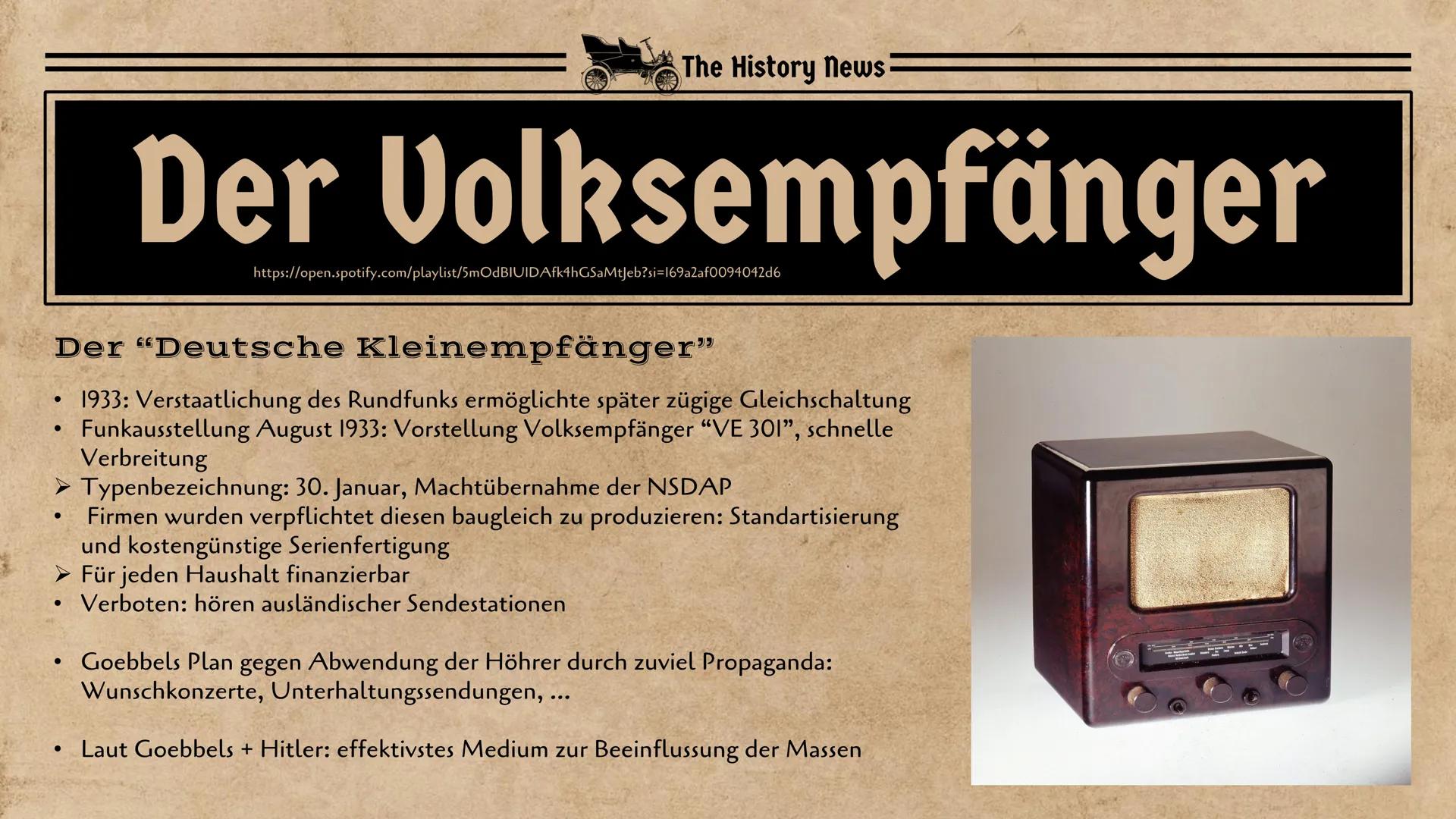 # The History News

September 1939

# Propaganda

Zur Zeit des

Nationalsozialismus Achtung
A
Varste
bei Gesprächen!
MATEJKO
Offsetdruck: Wi