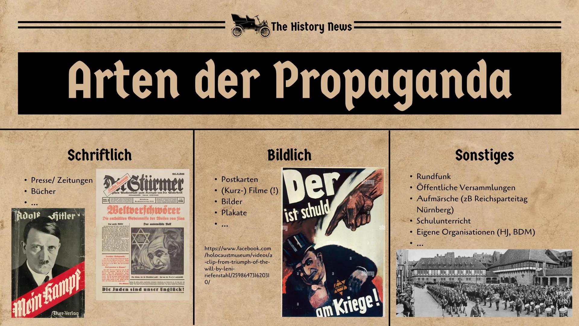 # The History News

September 1939

# Propaganda

Zur Zeit des

Nationalsozialismus Achtung
A
Varste
bei Gesprächen!
MATEJKO
Offsetdruck: Wi