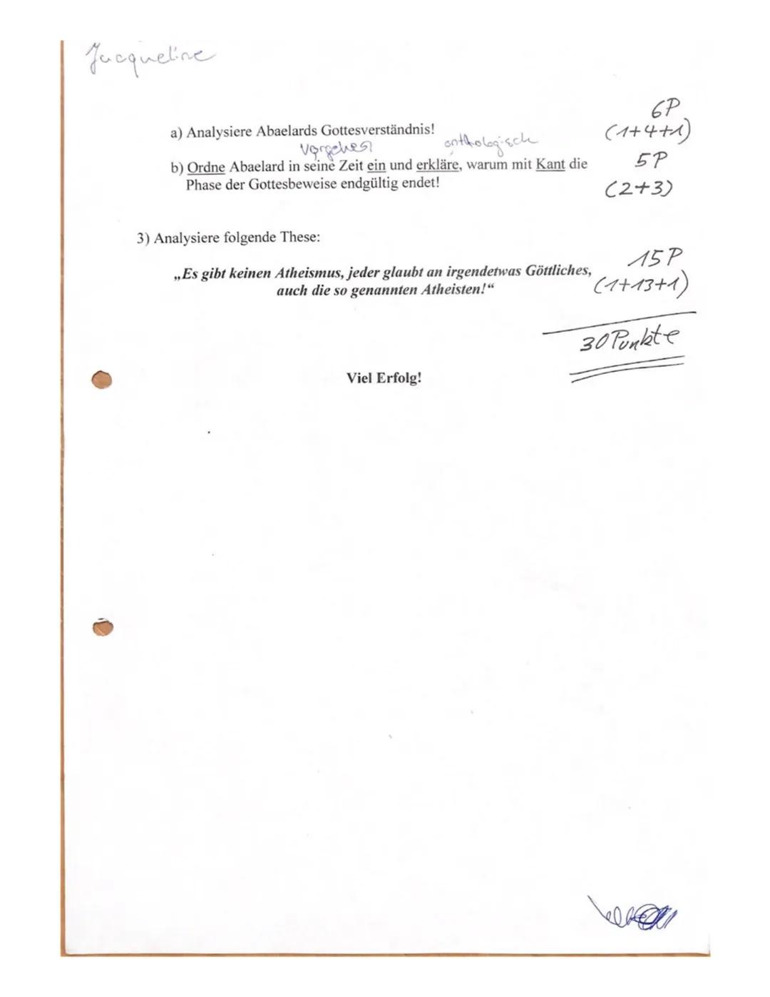 Religion, JI, Grundkurs
-Klausur-
29.11.2019
Name: Jacquelice

!!!Bitte in ganzen/vollständigen Sätzen antworten, den Basissatz, die
Zeilena