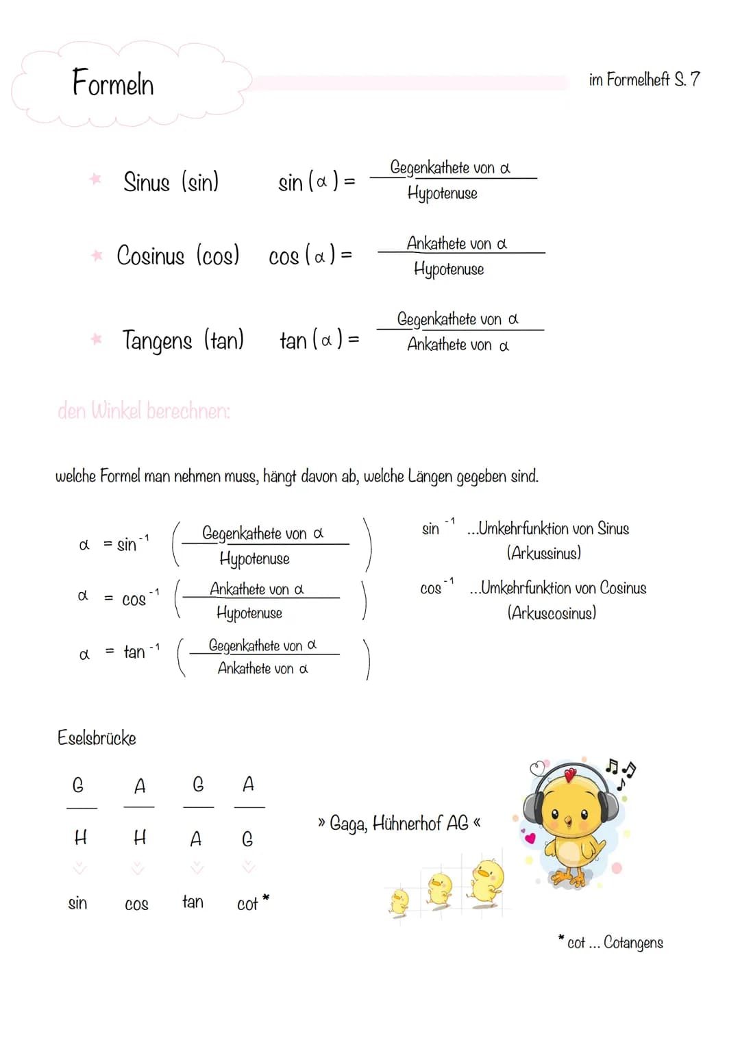 Das Rechtwinkelige Dreieck
* Satz des Pythagoras: a² + b² = c²
* Flächeninhalt: A
a.b
2
rechter Winkel: 90°
ein voller Winkel hat 360°
B
Bei