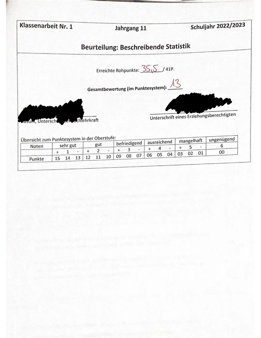 Klassenarbeit Nr. 1
Max
8
Hinweis: Ihre Lösungen müssen nachvollziehbar und ordentlich dargestellt werden. Richten Sie auf jedem
Blatt einen