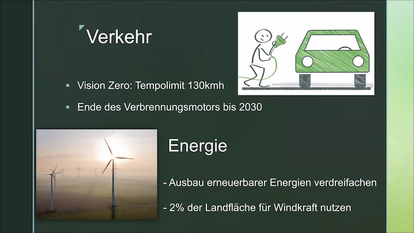Franka Hahn, Medea Will,
Sarah Brell - Q1b
..Deutschland: alles ist drin“
Bündnis 90
Die Grünen
- seit 1983 - Verkehr
▪ Vision Zero: Tempoli